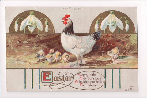 Easter - Mother hen with her chicks - Nash postcard - B06326