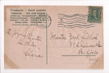 Easter - Easter Greetings - young girl pushing chicks, wheelbarrow - B06333