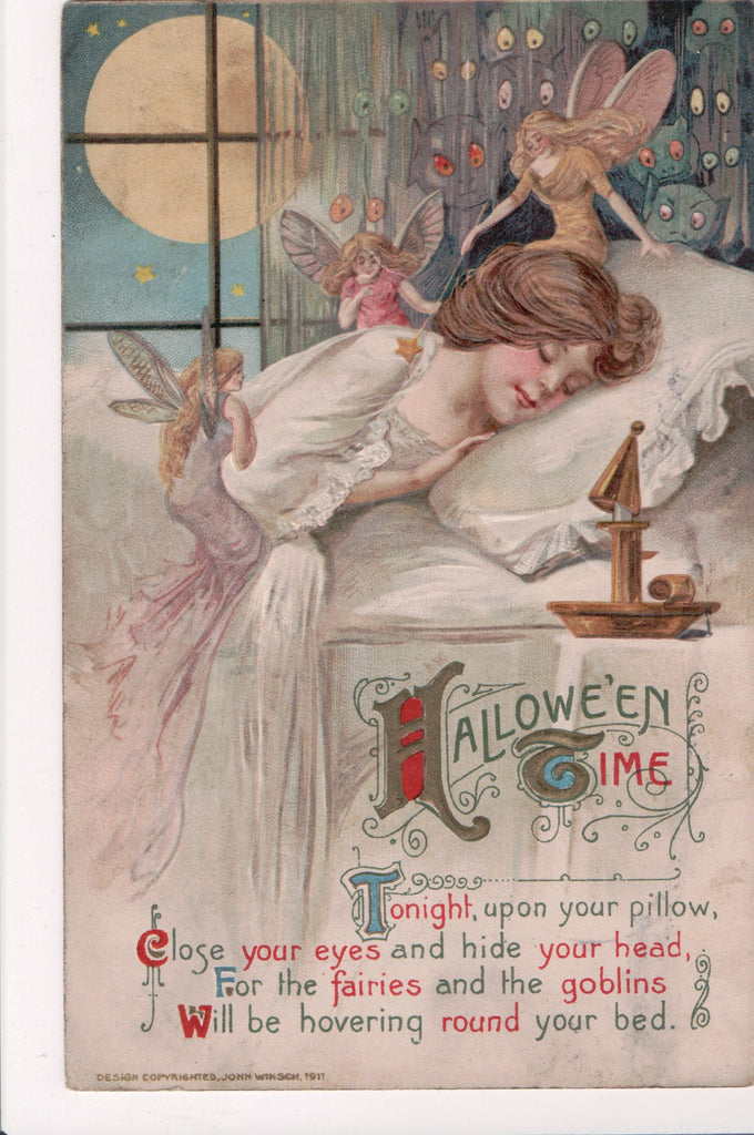 Halloween - Hallowe'en Time - lady, fairies (SOLD, only email copy avail) D18001