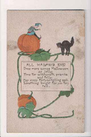 Halloween - All Hallows Eve - cat, pumpkin, jester (original SOLD) D18003