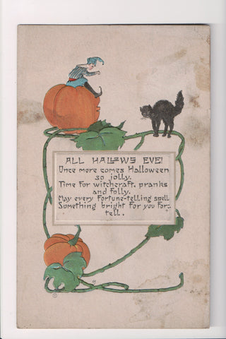 Halloween - All Hallows Eve - cat, pumpkin, jester (SOLD, only email copy avail) D18003
