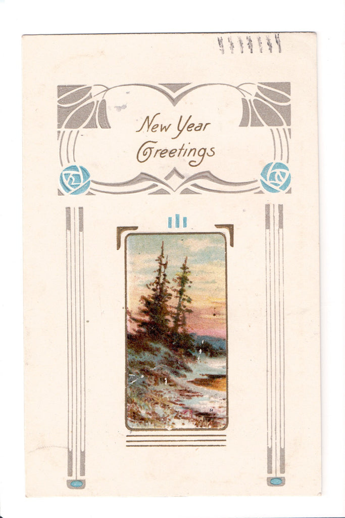 New Year - Greetings - Winsch Back postcard - C08650