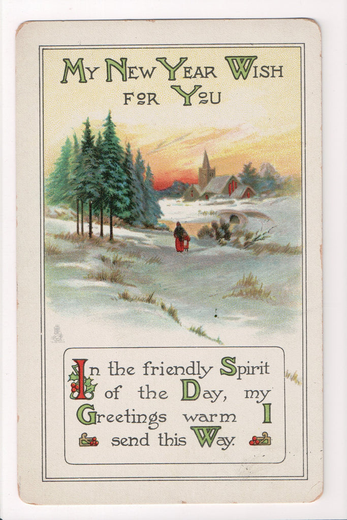 New Year - Wish for You - Tuck Landscape, Series No 617 - C08653