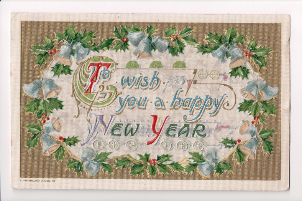 New Year - John Winsch copyright, 1910 postcard - C08655