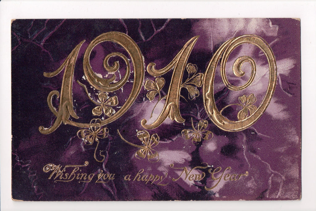New Year - Large 1910 in gold with a purple background - C08669