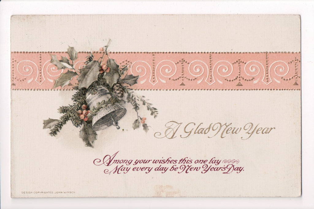 New Year - A Glad New Year - John Winsch postcard - sw0262