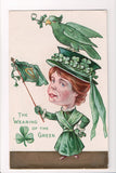St Patrick - The Wearing of the Green - Lady, parrot, pipe, flag - A06700