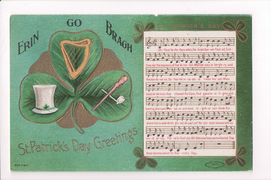 St Patrick - Erin Go Bragh - Greetings - Musical score and words - A06714