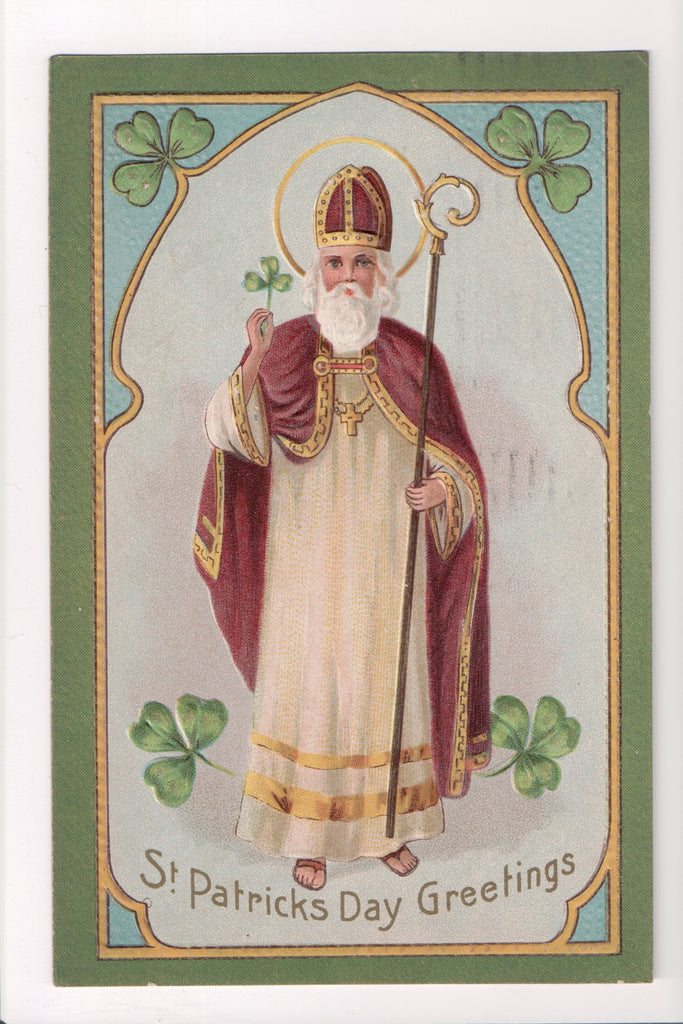 St Patrick - St Patricks Day Greeting - Holy man with Scepter - SL2055