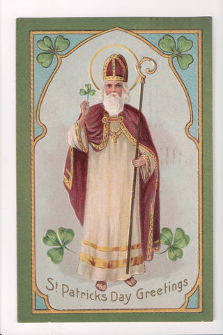 St Patrick - St Patricks Day Greeting - Holy man with Scepter - SL2055