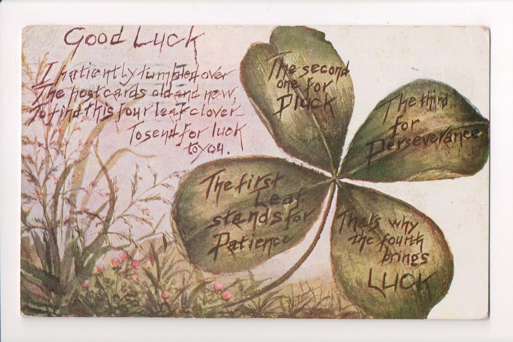 St Patrick - Good Luck - Large 4 leaf clover with meaning - w00166