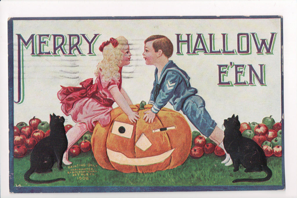Halloween - Hallowe'en - cats, pumpkin, kids (CARD SOLD, only digital copy avail) B08241