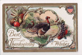 Thanksgiving - Best Wishes - patriotic shield, turkeys, etc - A06676