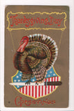 Thanksgiving - Greetings postcard - turkey on knife, patriotic - A06688
