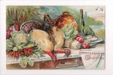 Thanksgiving - Greetings postcard - 2 dead birds, fish etc - B05137
