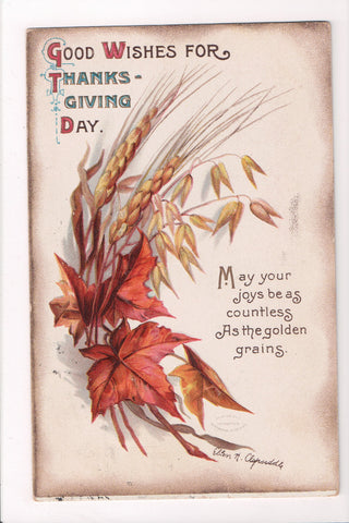 Thanksgiving - Good Wishes for - Ellen H Clapsaddle signed - D06227 **Damaged /