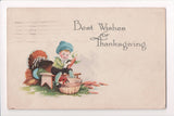 Thanksgiving - Best Wishes - boy shucking corn - E03096