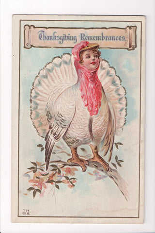 Thanksgiving - Remembrances postcard - fantasy boy head turkey - K06005