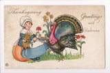 Thanksgiving - Greetings postcard - girl, pumpkin, turkey - sw0205