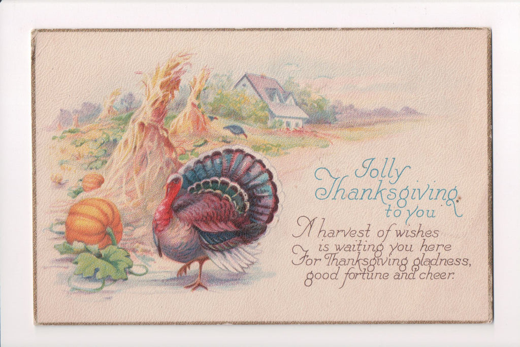 Thanksgiving - Jolly Thanksgiving to You - gold border - w04599