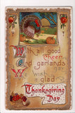 Thanksgiving - Good Cheer postcard - golden borders etc - w04720