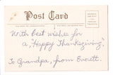 Thanksgiving - Boy chased up tree by turkey, gold embellishments - w04730