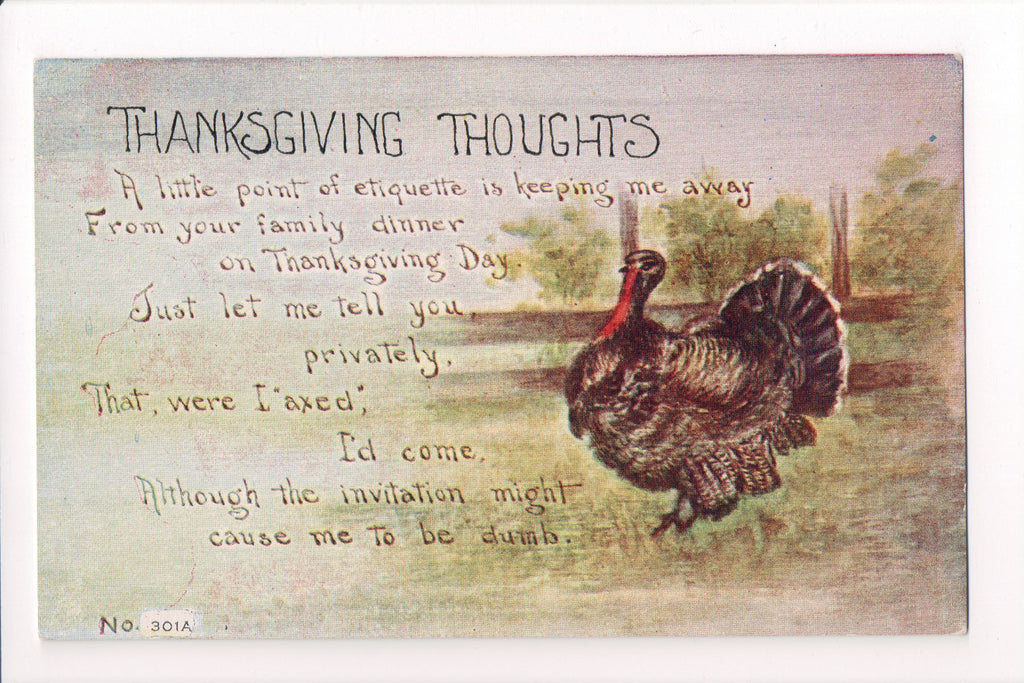 Thanksgiving - Thoughts postcard - F A Owen - w05070