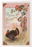 Thanksgiving - Hearty Thanksgiving - pilgrim, rifle, turkey - w05072