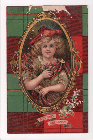 Xmas - A Joyous Christmas - Girl in tam and sash - Brundage? - 405150 **Damaged