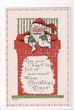 Xmas - Christmas - Santa with green gloves, chimney, whip - C06231