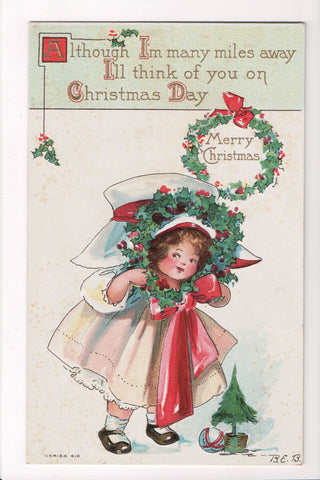 Xmas - Merry Christmas - girl with huge hat - BEB signed - C08568