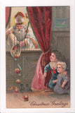 Xmas - Christmas Greetings - St Nicolas pouring items out, kids - C08622