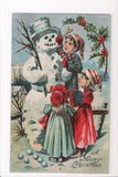 Xmas - A Merry Christmas - kids building snowman - C08626
