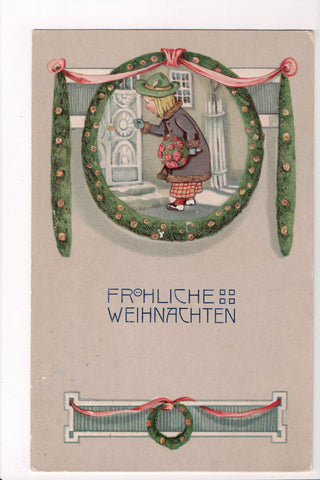 Xmas - Frohliche Weihnachten, Christmas - Girl, wreath etc - C08628