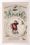 Xmas - Christmas Remembrance - kid on sled with doll - C08634