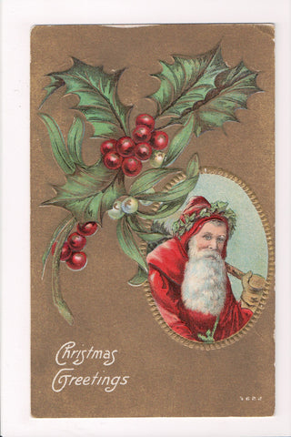 Xmas - Christmas Greeting - Santa with red cape on coat - D08284