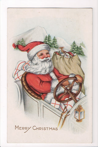 Xmas - Merry Christmas - Santa driving white car - Whitney Made - E10307