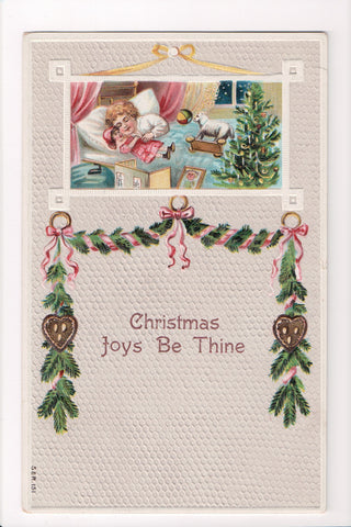 Xmas - Christmas Joys - child, doll in bed, tree - SB Ser 151 - K03322