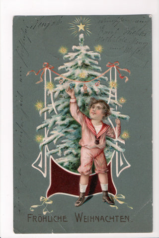 Xmas - Frohliche Weihnachten, boy christmas tree - L03157
