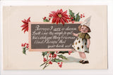 Xmas - Girl with a dunce hat on, chaulkboard, poinsettia - S01596
