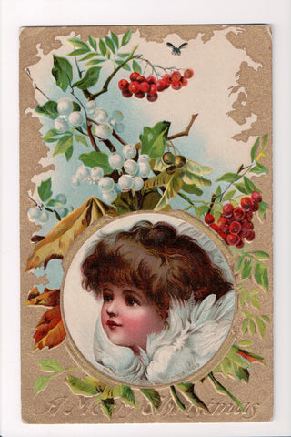 Xmas - A Merry Christmas - unsigned Brundage?, bee/fly - S01617