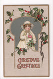 Xmas - Christmas Greeting, cute girl in white fur - S01620