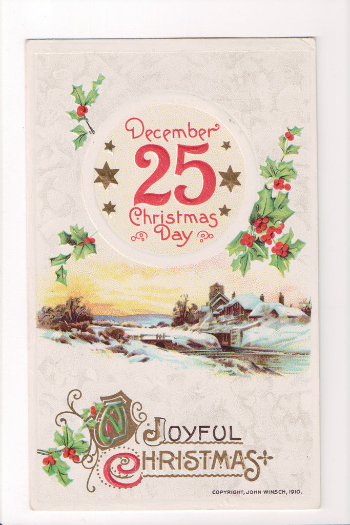 Xmas - Winsch postcard - A Joyful Christmas, December 25 - sw0279