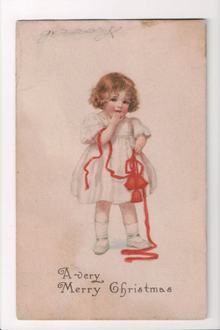 Xmas - A Very Merry Christmas, cute little girl postcard - w02125