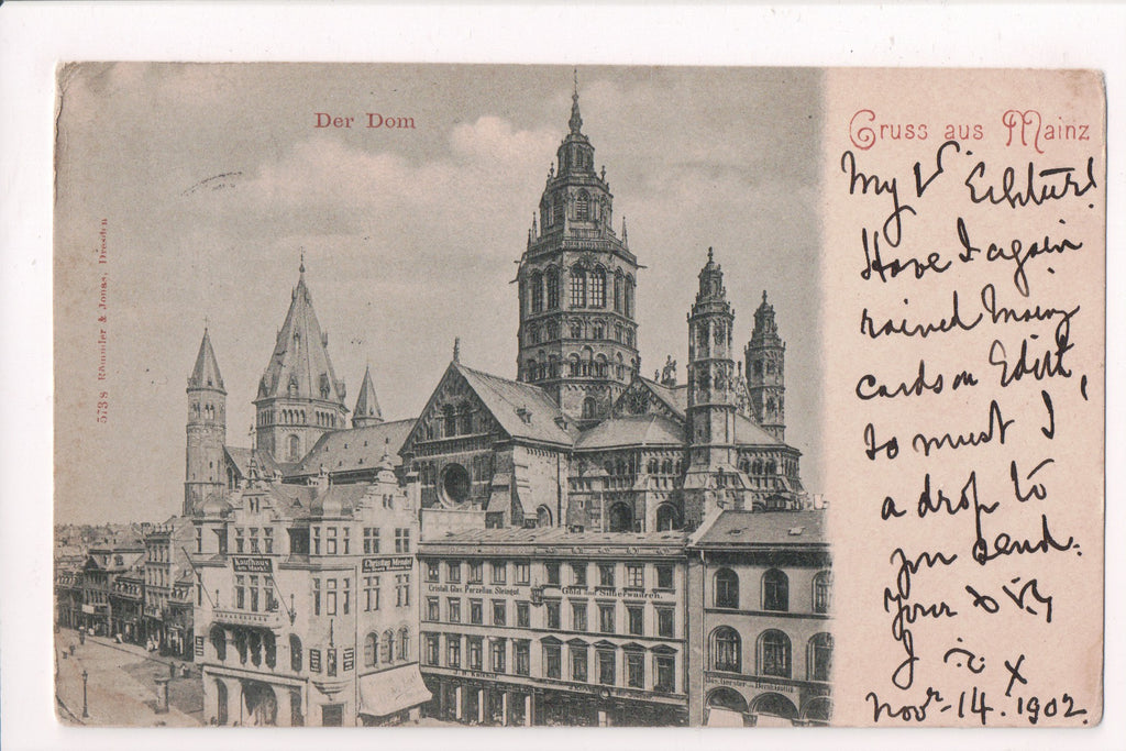 Foreign postcard - Mainz, Germany - @1902 with signs - w04748