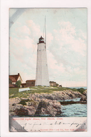 CT, NEW HAVEN - Old Light, Lighthouse @1906 postcard - H03041