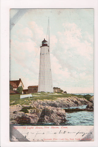 CT, New Haven - Old Light, Lighthouse @1906 postcard - H03041