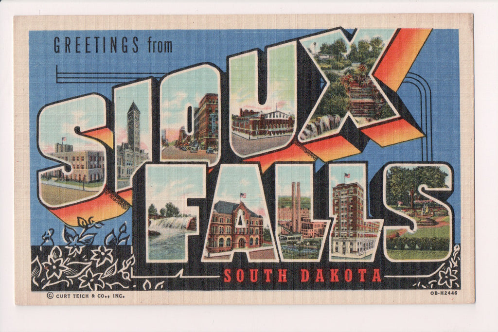 SD, SIOUX FALLS - Large Letter greetings - Curt Teich - H03222