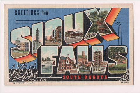 SD, Sioux Falls - Large Letter greetings - Curt Teich - H03222