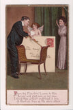 Valentine postcard - couple, oversized envelope, angel - H04047